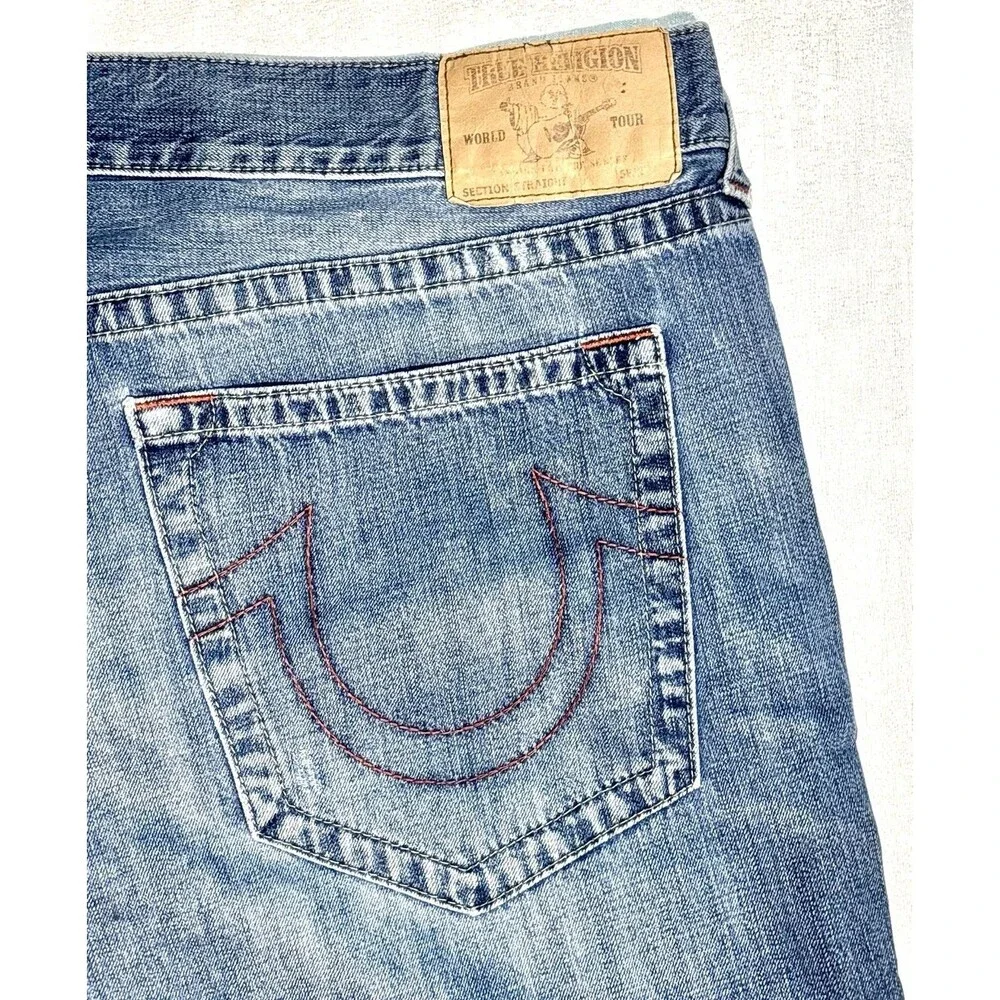 True Religion Rickie Straight Jeans Men’s Size 42 Medium Wash w/ Flap Pockets